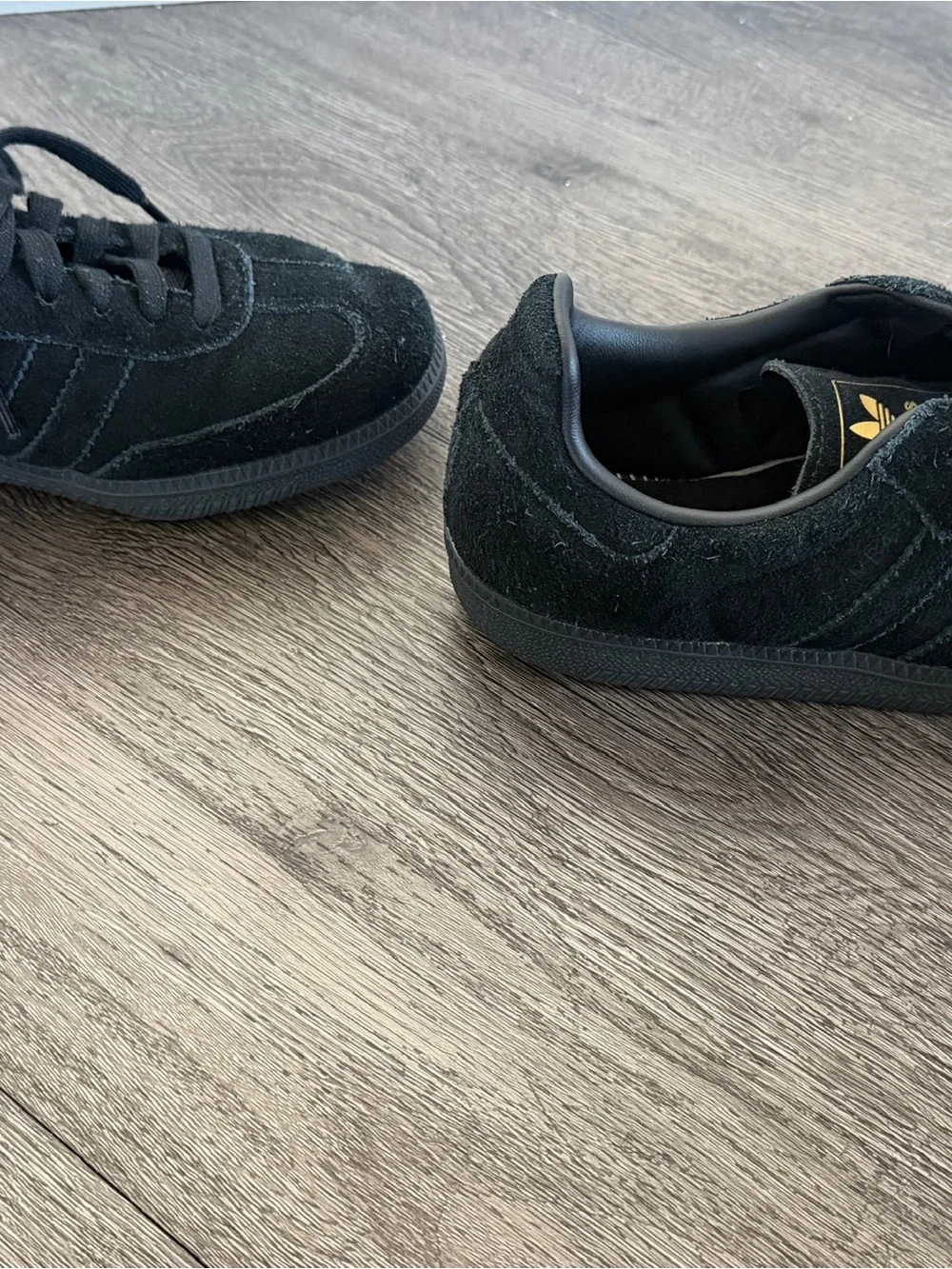 Adidas Sambas Special Edition Black Suede Low-Top Sneakers with Gold Logo